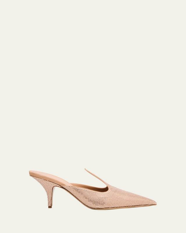 Arvil Crystal Leather Mule Pumps